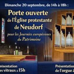 Journée du patrimoine : Porte ouverte de l'église protestante de Neudorf le 20 septembre de 14h à 18h