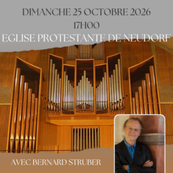 Récital d'orgue à l'église protestante du Neudorf le dimanche 25 octobre 2026 à 17h00